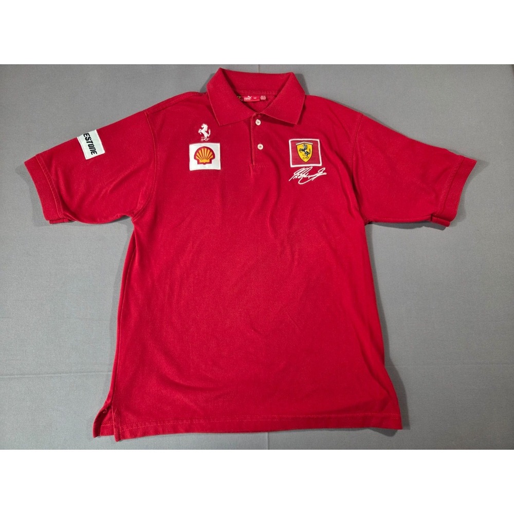 Puma Shirt Mens Small Red Scuderia Ferrari Embroidered F1 Racing Crew Uni Polo
